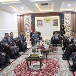 Perkuat sinergitas Danpuspomal kunjungi Polda Lampung.