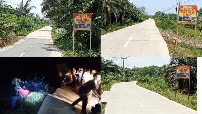 Ruas Jalan Desa Adi Luhur Menuju Desa Pasir Sakti Sempit dan Butuh Penerangan Lampu Jalan